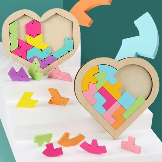 Heart Shape Kids Wooden 3D Puzzle